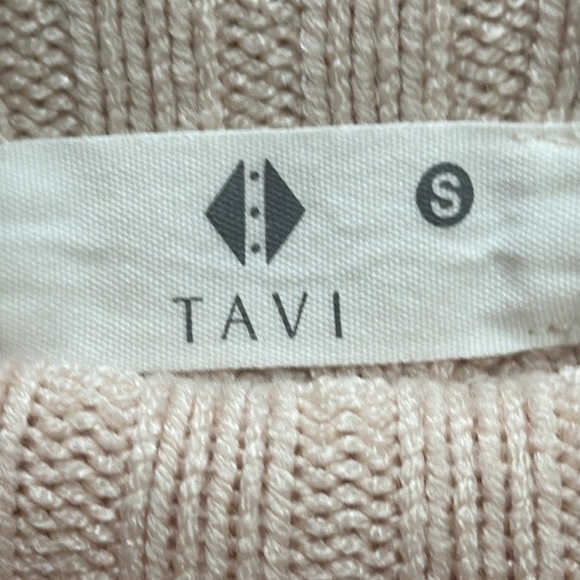 Tavi Noir Alpine Mock Neck Sweater Blush Pink SZ S neutral cropped oversized EUC - Picture 4 of 7